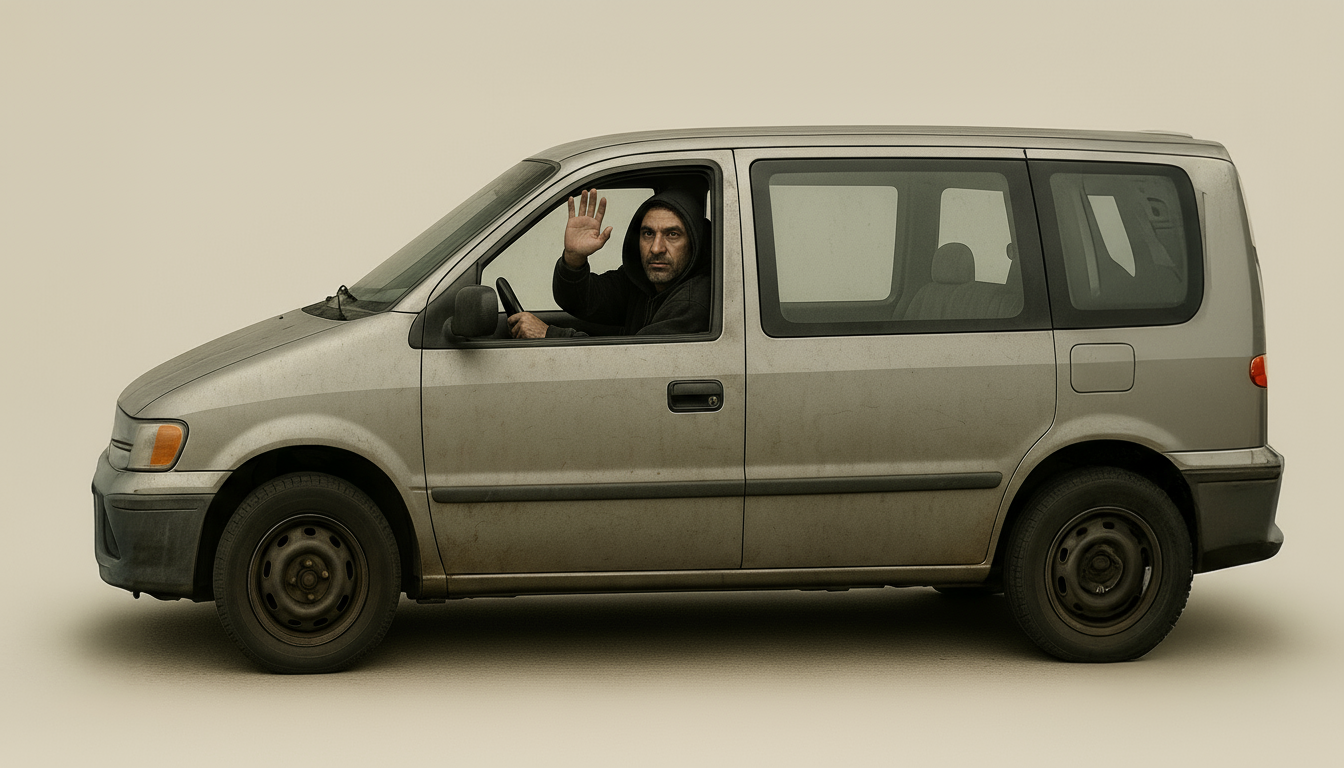 Grungy rideshare van image used to represent the ordinary Uber alternative