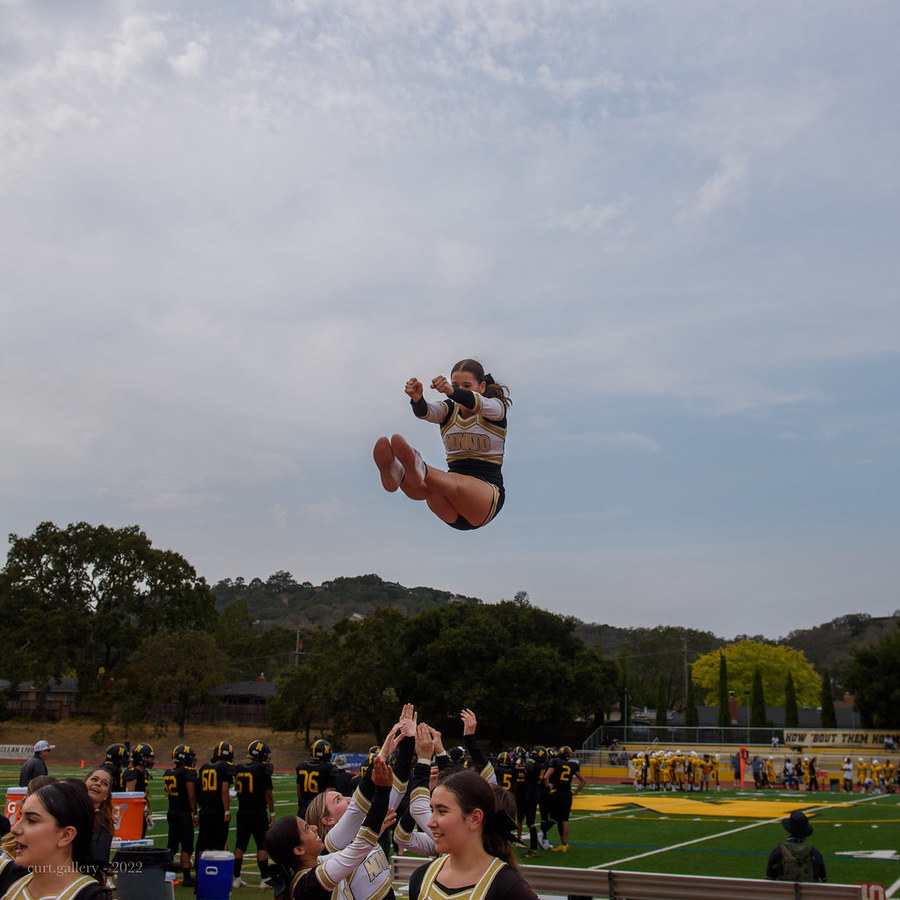Action photograph of a person jumping high into the sky